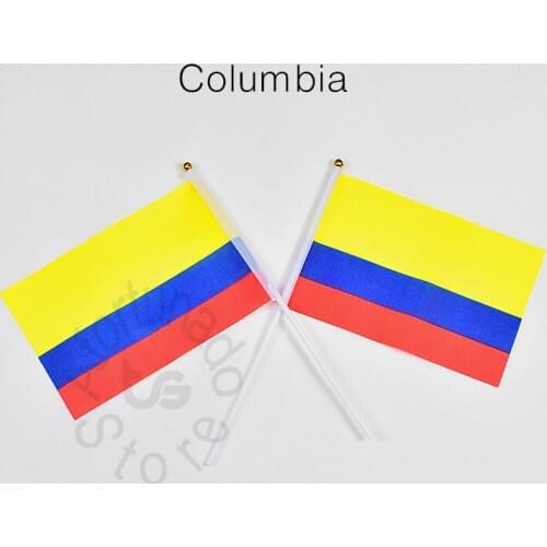 Colombia 14*21cm Columbia flag Banner 10pieces meet Parade party hand waving National flag Home Decoration banner