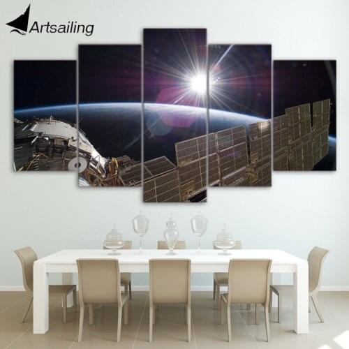 HD Printed 5 Piece Canvas Art International Space Station Painting Framed Wall Pictures for Living Room Free Shipping NY-6923A