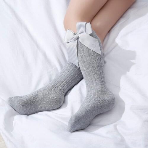 0-7Years Toddlers Girls Cotton Socks Knee High Infant Baby Floor Socks Big Bows Children Socks For Girls School Sock
