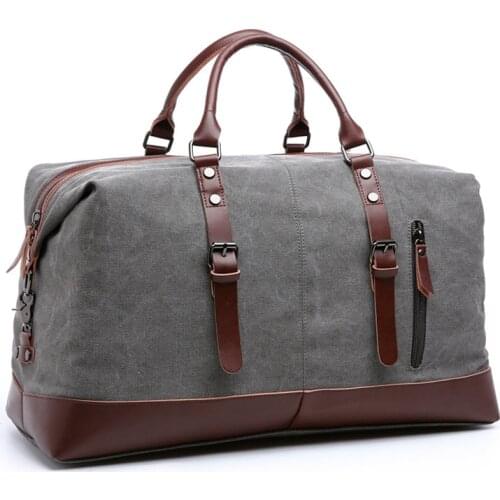 1PCS New Canvas Travel Bag Spliced Leather Large-capacity Retro Neutral Outdoor Business Travel Bag
