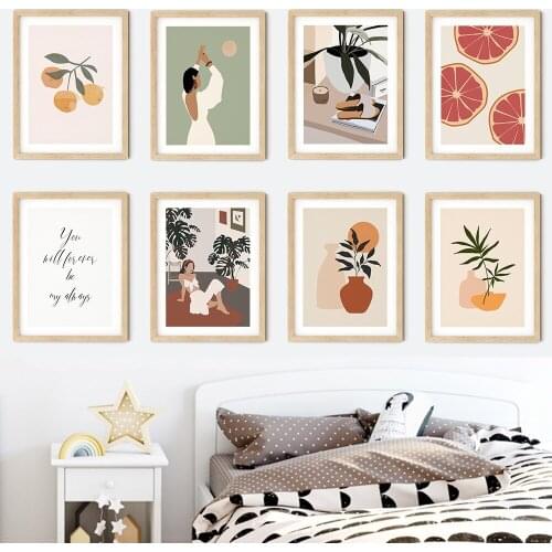Modern Abstract Women Leaves Wall Art Canvas Painting Bohemia Posters and Prints Living Room Home Wall Decoration Cuadros