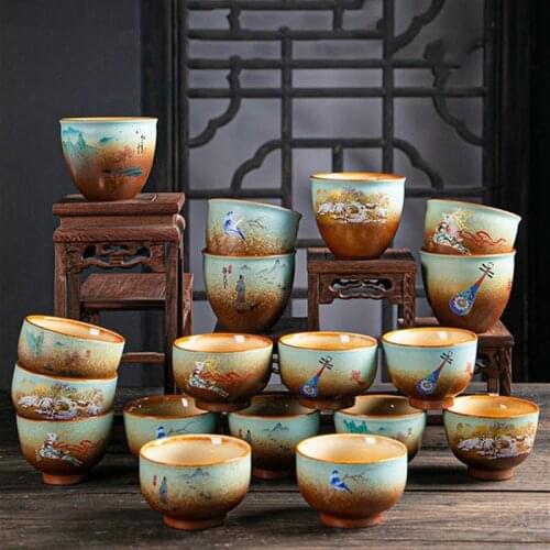 Retro Ceramic Tea Cup Handmade Firewood kiln change Tea Bowl Chinese Tea set Accessories Vintage Personal Single Cup Drinkware