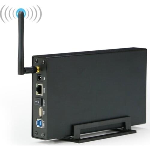 Portable 3.5'' HDD SSD Enclosure Portable Wifi Router USB3.0 Rj45 Ethernet NAS Network Streaming Server Storage Case Box