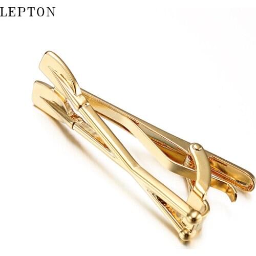 Lepton Oar Necktie Tie Clips Pin Tie Bar for Mens Business Wedding Hot Sale Gold Color Plating Oar Tie Bar Man Suit Clasp Clips