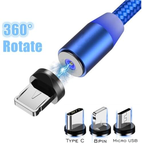 Magnetic Micro USB Type C Cable For Xiaomi Redmi 9 10X Pro Realme 6s X50 Pro X3 Charging Wire LED Phone Magnet Charger Data Cabo