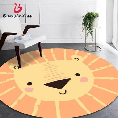Bubble Kiss Round Carpet Cartoon Lion Rugs Room Decoration Teenager Home Living Room Rugs For Bedroom Decor Customized Area Rug