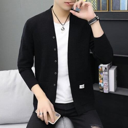 2019 New Fashion Brand Sweaters Men Cardigan Slim Fit Jumpers Knitwear Korean Style Woolen Winter Casual Clothing Male