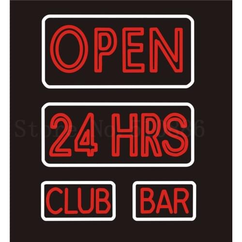 Custom Signage NEON SIGNS For 24 Hours HRS Now Bars Open Club BAR PUB Signboard Display Decorate Store Shop Light Sign 24*20"