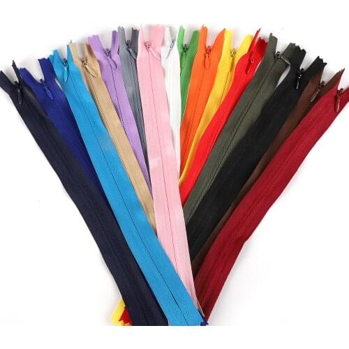 10Pcs 28cm/35cm/40cm/50cm/55cm/60cm Long Invisible Zippers Purple Orange Green Black DIY Nylon Coil Zipper For Sewing Clothes