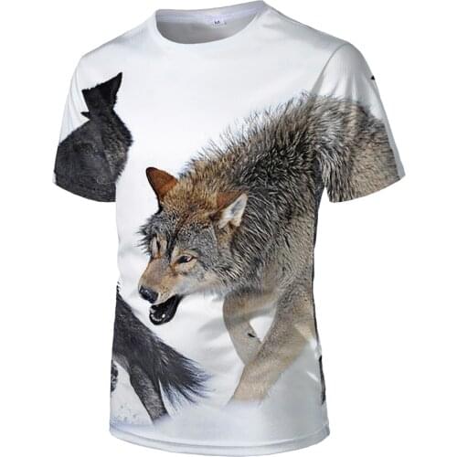 2021 Newest Wolf 3D Print Animal Cool Funny T-Shirt Men Short Sleeve Summer Tops Male T Shirt Fashion Breathable With Short Tops