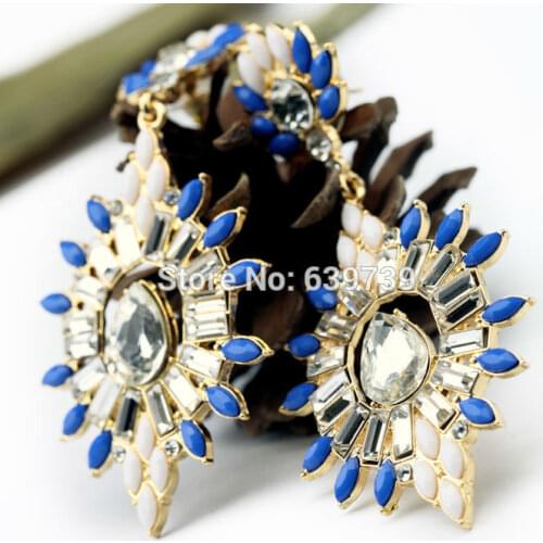 Bulk Price 2014 New Arrival Perfume Jewelry Spike Flower Colorful Glass Women Long Earrings