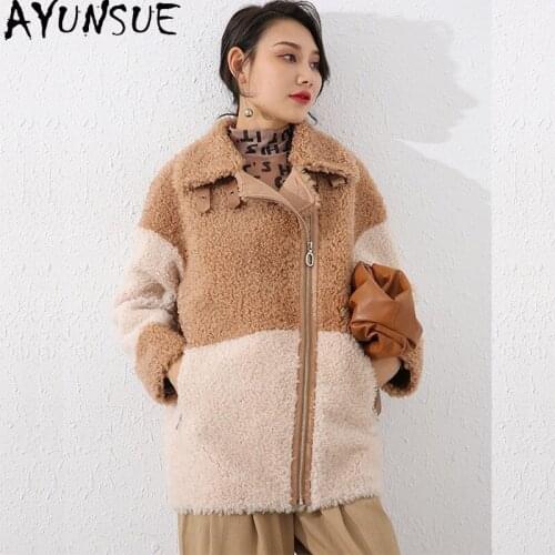 AYUNSUE Womens Real Fur Coat 100% Wool Autumn Winter Clothes Women Korean Fashion Female Jacket 2020 Mulheres Casacos 19065