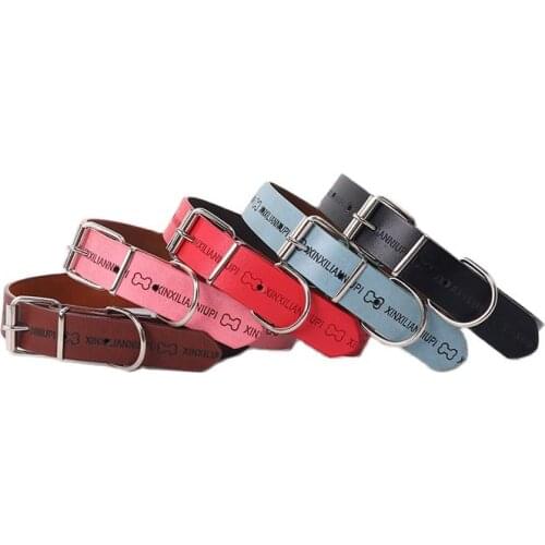 Pet Collar PU Cortex Adjustable Collar Thermoprint Letter Dog Collar Multiple Dog Collars Dog Harness and Leash Set Dog Supplies