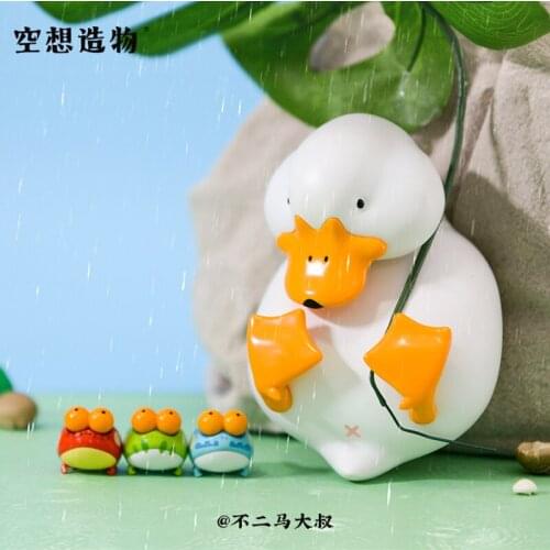 PVC Figurine Model Cute Frog and Duck Mini Animal Lucky Pet Toy Garage Kit Gift Collection Decoration