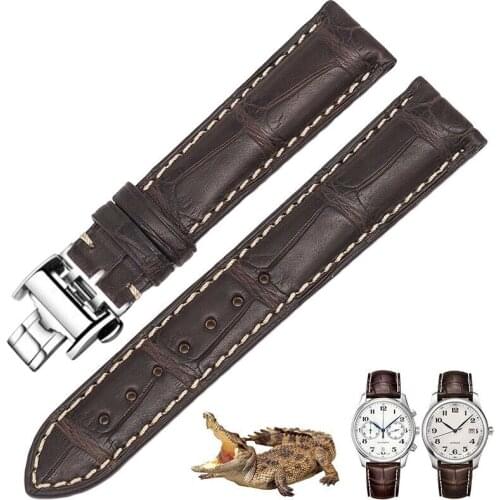 OTMENG watch strap is suitable for Longines strap genuine leather male famous craftsman, Jia Lan L4L2, the crocodile skin