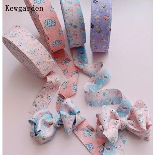 Kewgarden Cartoon Cute Rabbit Ribbon Handmade Tape DIY Hairbow Corsage Accessories Gift Packing Webbing 5 meters