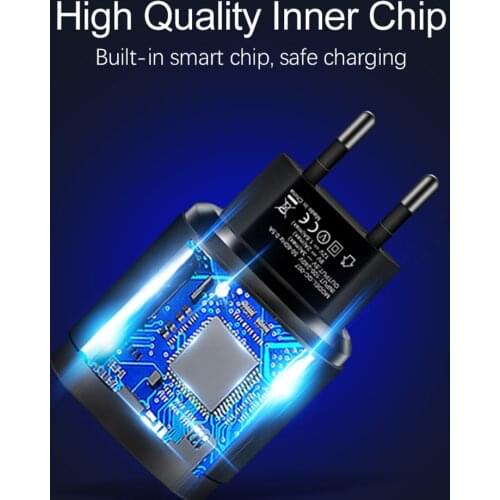 EU Plug 3-Port USB Socket Charger QC3.0 Wall Phone Fast Charging Portable Adapter Travel Charger (Black)