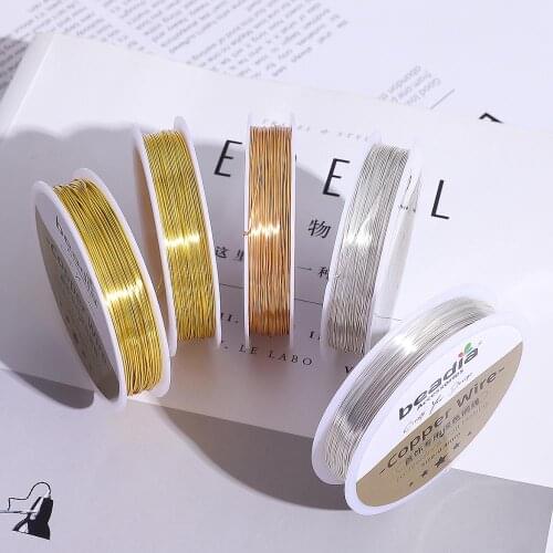 0.3-0.8mm 1 Roll Gold Silvery Color Preserving Copper Wire Beading Cord Thread Findings DIY String For Jewelry Making Supplies
