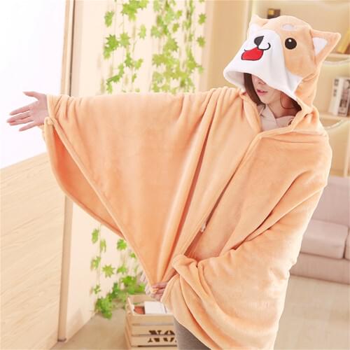 Oversized Hoodie Blanket With Pockets Warm Homewear Sweatshirt Plaid Winter Fleece Hoody Women Pocket Female Hooded Sweat