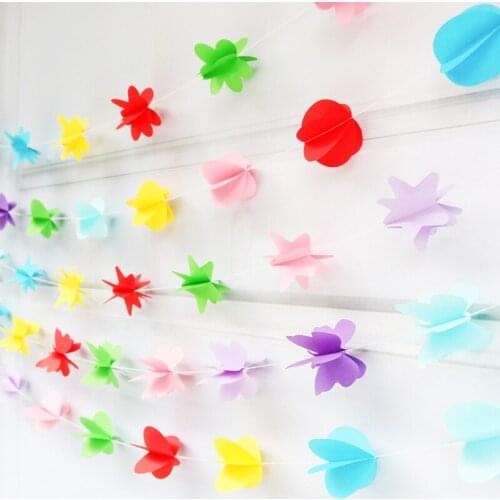 2m three-dimensional 3D rice paper pull flower birthday party decoration butterfly heart five-pointed star banner color 3-layer