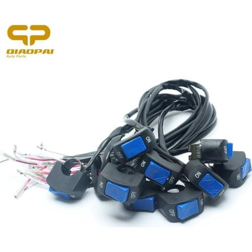 10pc Universal Motorcycle Button Switch OFF/ON Electrical System Waterproof Headlight Lamp Switch Refit HandGrip Blue Switchs