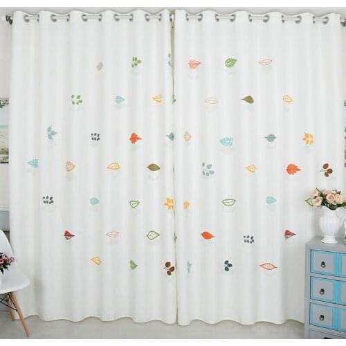 Custom Made 2x Grommet Window Drapery Curtain Nursery Kids Children Room Window Dressing Tulle 200x260cm Cartoon White Leaves