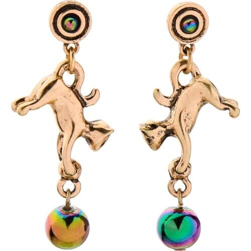 10 pair/lot fashion jewelry accessories vintage metal kitty cat earrings for women