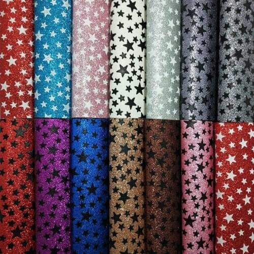 1PC 21X29CM Synthetic Letaher, Cuero Sintetico Printed Stars Leather For Making Bows Accessories LEOsyntheticoDIY R2001A