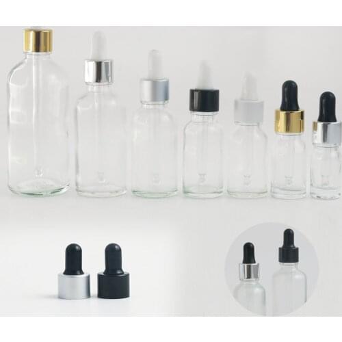 10 x 5ml 10ml 15ml 20ml 30ml 50ml 100ml Essential Oil Clear Bottle With Dropper For Liquid Reagent Pipette with Aluminum Ring