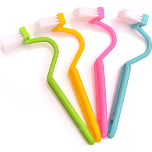 2PCS Random Color Convenient Corners Curved Toilet Brush Portable Bathroom Cleaning Brush Window Gap Cleaner Accessories