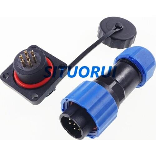 2 Pcs SD/16 Aviation Square Waterproof Connector IP68 Wire Cable Plug Socket Male Female 2/3/4/5/6/7/9 Position M16 Threaded