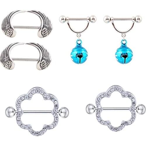 3 Pairs/6pcs Nipple Rings Shields Heart Shape Nickel Body Piercing Jewelry 14G