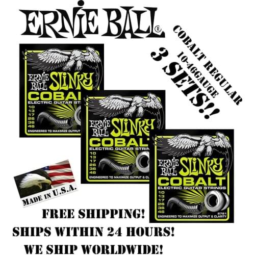 3 Packs! Ernie Ball Cobalt Regular 2721 Electric Guitar Strings Slinky Set, 010-.046