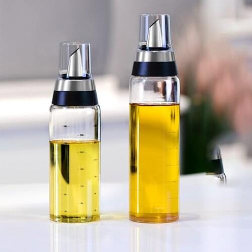 350-500ML Oil Bottle No Drip Glass Oil Pourer Kitchen Vinegar and Sauce Container Measuring Spout Bottle