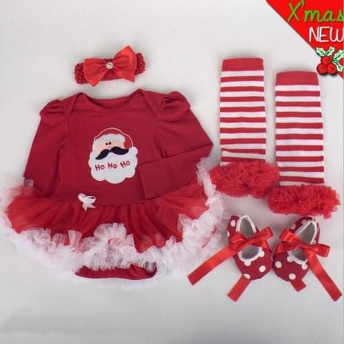 2020 Christmas Baby Girl Clothes Newborn Baby Romper Tutu Dress+headband+shoes+leggings 4pcs/set Baby Girl Clothing Set