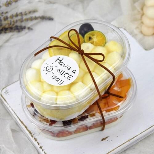 50pcs Net red PET plastic bowl transparent cake box packaging fruit salad ice cream pudding jelly dessert cup with lid 500ml