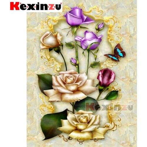 5D Diy Diamond Painting-Butterfly rose-Cross Stitch Full circular Rhinestone Pictures Diamond Embroidery Patchwork Needlework Y4