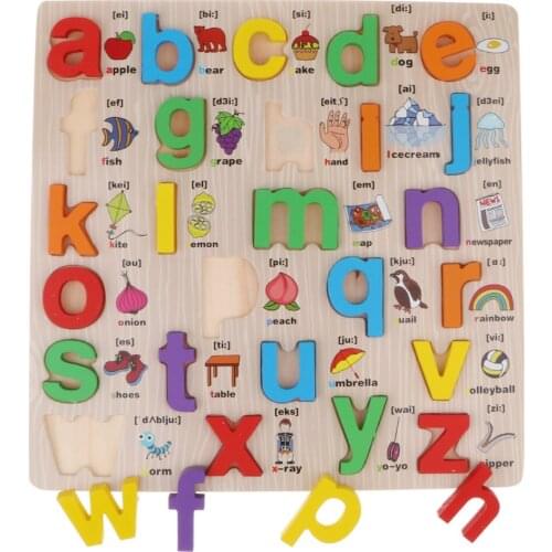 Alphabet abc Letters Wooden Puzzle Children Kids Learning Educational Toys