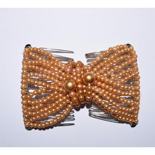 Big style pure Pearl metal comb girls women lady wedding pary best gift magic comb 10 pcs /lot