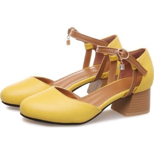 Big Size Round toe thick heels high heels sandals women shoes woman summer ladies