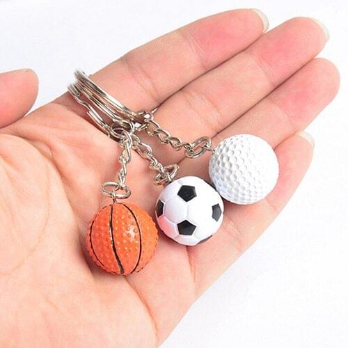 1Pcs Hot Football Basketball Golf Ball Pendant Keyring Sports Metal Keychain Car Key Chain Key Ring Wholesale 3 Styles On Sale