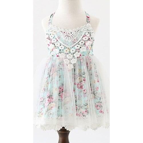 2017 Baby Girls Boutique dress Girls floral Lace sleeveless Summer Ball Gown Dresses, Princess Fairy Tulle Party Dance Dress