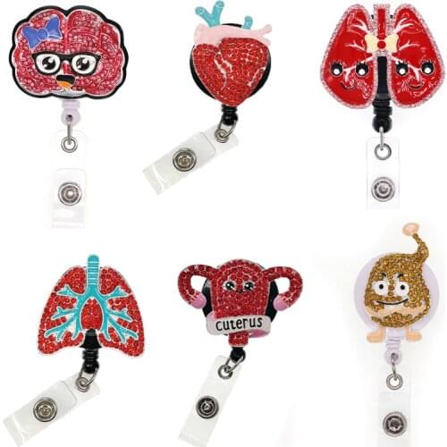 Human Organs Brain Heart Lungs Uterus Stomach Nurse Badge Holder Retractable Hospital Accessories Badge Reel