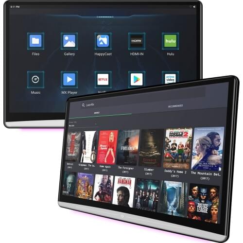 Daul 13.3″ Android 9.0 Car Headrest Video Players with WiFi, Car Rear Seat TV Monitors, Sync Screens, IPS Touch Screen 4K Tablet