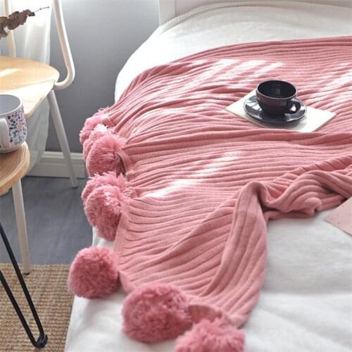 Baby Blanket Knitted Pompom Nordic Sofa Throw Blankets Decorative Bedspread Thread Blankets Kid Bedding Crib Stroller Blankets