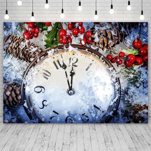 Avezano Merry Christmas Backdrops Winter Clock Red Fruit Decor Child Love Photographic Backgrounds For Photo Studio Photophone