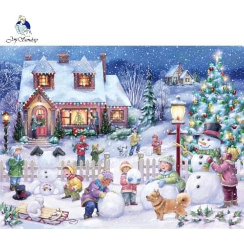 Diamond Painting Christmas Diamond Embroidery Cross Stitch Scenic Square Diamond Mosaic Landscape Snowman Handcraft Decoration