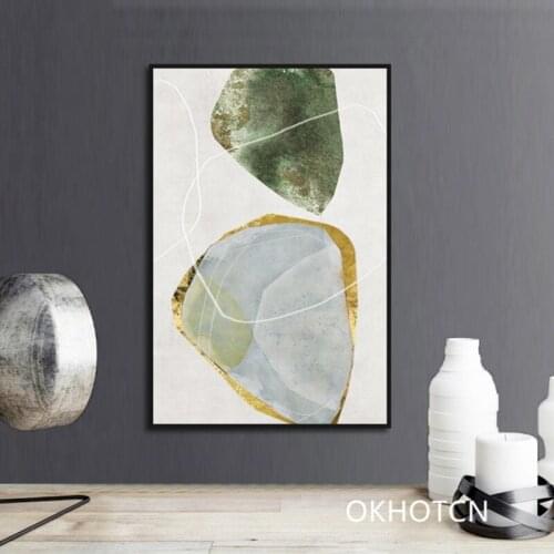 Geometric Stone Wall Art Picture Canvas Poster Nordic Cyan Blue Minimalist Decorative Painting Home Decor