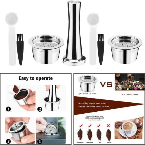 Stainless Steel Cafeteira Tamper Spoon Coffee Capsule Pod Filters For Caffitaly Tchibo Cafissimo ALDI Expressi Refillable K-fee