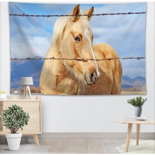 Nice Horse Animals Tapestry Flowers Plants custom tapestry peach skin boho ornaments high quality wall hanging